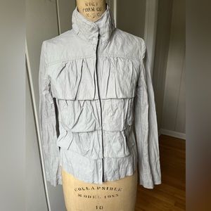 LOFT light gray ruffle jacket